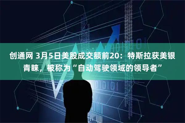 创通网 3月5日美股成交额前20：特斯拉获美银青睐，被称为“自动驾驶领域的领导者”
