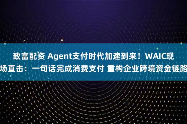 致富配资 Agent支付时代加速到来!WAIC现场直击:一句话完成消费支付 重构企业跨境资金链路