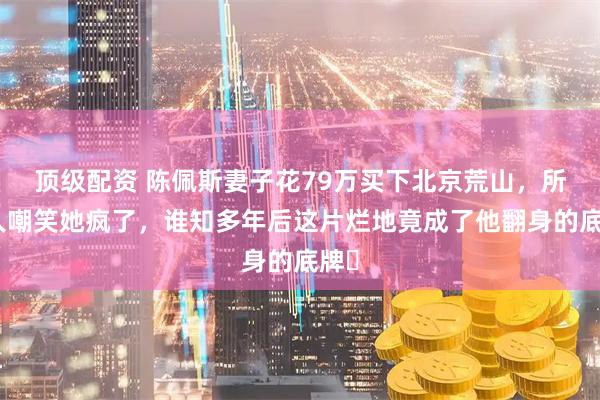 顶级配资 陈佩斯妻子花79万买下北京荒山，所有人嘲笑她疯了，谁知多年后这片烂地竟成了他翻身的底牌‌