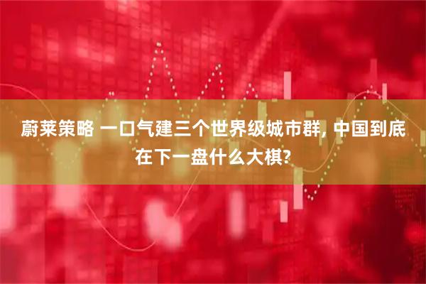 蔚莱策略 一口气建三个世界级城市群, 中国到底在下一盘什么大棋?