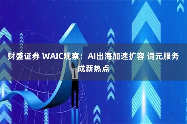 财盛证券 WAIC观察:AI出海加速扩容 词元服务成新热点