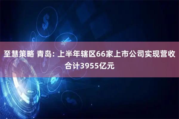 至慧策略 青岛: 上半年辖区66家上市公司实现营收合计3955亿元